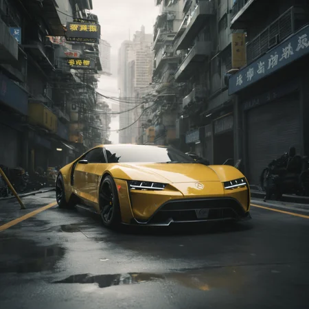 cinematic film still of  <lora:perfection style:0.3> perfection style
 <lora:Unreal Engine style:0.4> Unreal Engine style
 <lora:Ghost in the Shell style:0.8>
In Japanese manga cyberpunk city a yellow car with a gun on the hood,grey background,no humans,shadow,ground vehicle,motor vehicle,car,vehicle focus,wheel,sports car , detailed, different, real, unique, cinematic, dramatic, concept art, filmic, perfect, high quality, Ghost in the Shell style, Masamune Shirow style, shallow depth of field, vignette, highly detailed, high budget, bokeh, cinemascope, moody, epic, gorgeous, film grain, grainy