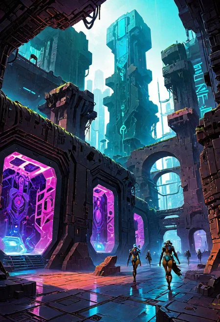ASCIIshadowrun_party, cyberpunk, high-tech lowlife, netrunner, stylized, shadowrun_surface
