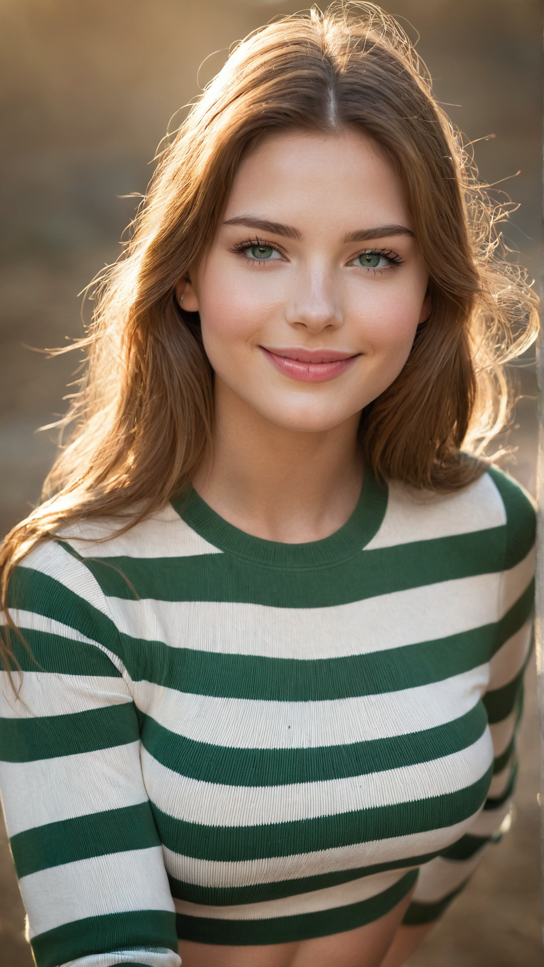 high quality, highres, masterpiece, perfect lighting, bloom, cinematic lighting, adult, perfect skin, female, cowboy shot, smile, narrow waist, skinny, detailed nose, detailed eyes, blue eyes, detailed hands, sensual, pink lips, ((glossy lips)), pursed lips, glossy skin, oily skin, beautiful light, bright, looking at viewer, standing, detailed fingers, cute girl, outdoors, cute, woman, subsurface scattering, ray traced, depth of field, bokeh, god rays, vivid colours, cinematic hard lighting, realistic shadows, detailed textures, long hair, huge breasts, 
1girl, solo, masterpiece, skinny, smile, naughty face, breasts, high-waist pants, long hair, 
symmetrical, High detail RAW color photo professional photograph, 
[:(highly detail face: 1.2):0.1], (PureErosFace_V1), pore, real human skin,
a portrait of a 18yo woman,
shiny eyes, looking at viewer,
tindal effect, lens flare, shade, bloom,
backlighting, depth of field, natural lighting, hard focus, film grain, photographed with a Sony a9 II Mirrorless Camera, by Laurence Demaison,
<lyco:GoodHands-beta2:1.0>, nice hands, perfect hands,  <lora:more_details:0.25>, closed mouth, high-waist jeans,
<lora:zaraXL-v2:1>, long sleeves, midriff, striped, shirt, striped shirt, crop top, green, white, green-white,