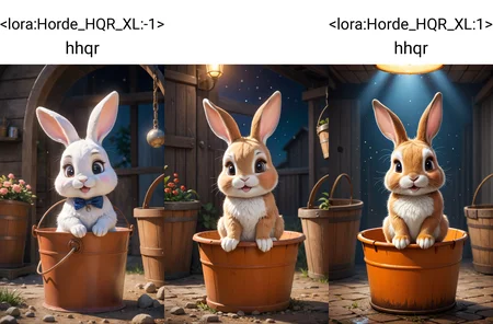 <lora:Horde_HQR_XL:-1> hhqr chibi, 1rabbit sitting on a bucket pondering his happy life, masterpiece, best quality, highly detailed, sharp focus, dynamic lighting, vivid colors, texture detail, particle effects, storytelling elements, narrative flair, 16k, UE5, HDR, subject-background isolation
