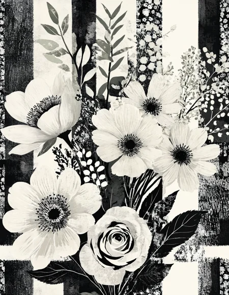 novuschroma style bouquet of flowers illustration with patterns <lora:108_novuschroma_1:1>
