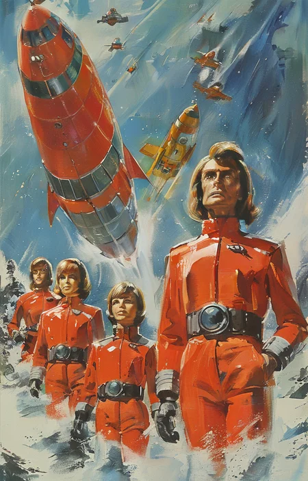 masterpiece,best quality,<lora:tbh315-sdxl:0.9>,illustration,style of Gerry Anderson portrait of family