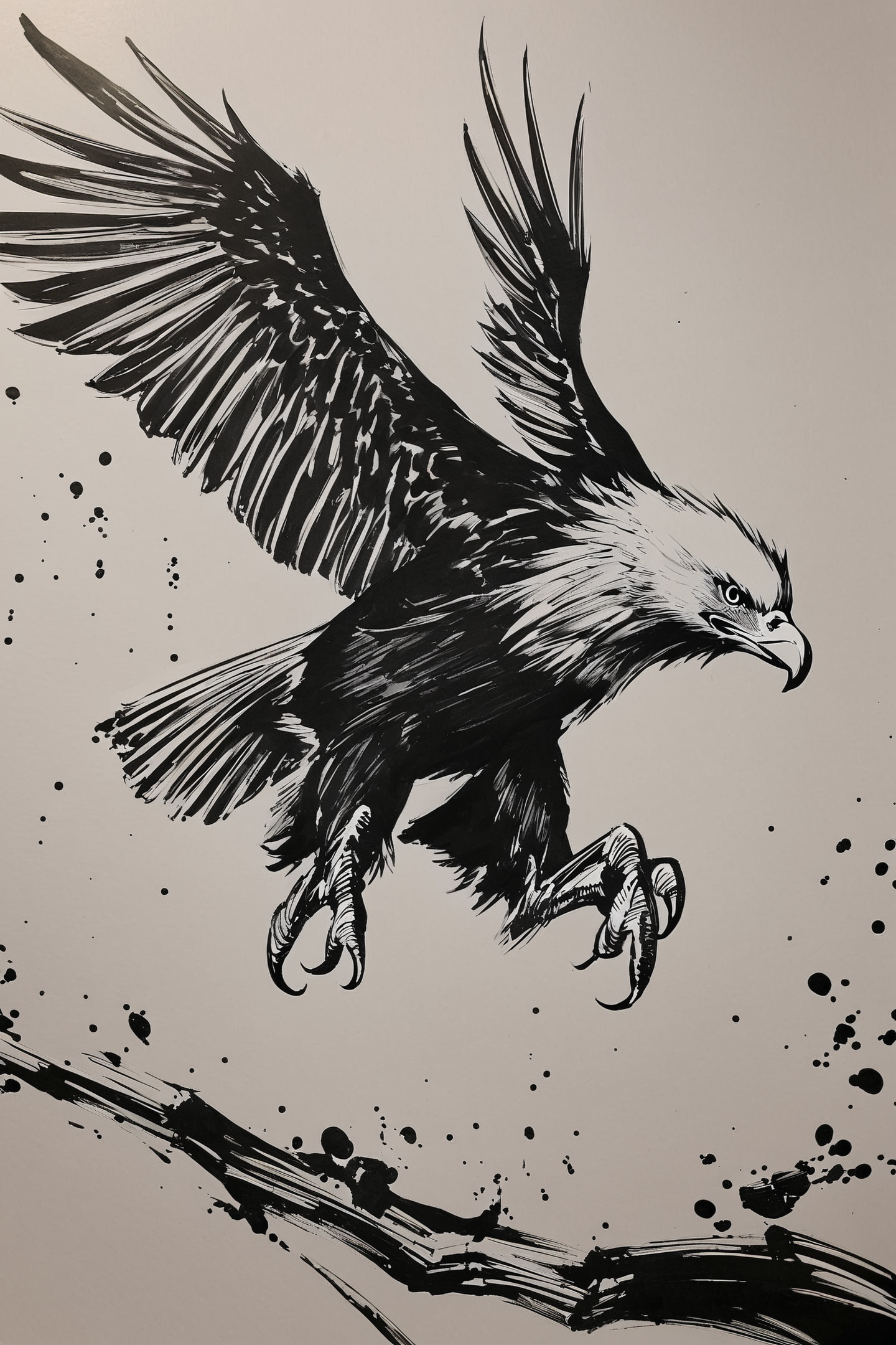 score_9,score_8_up,score_7_up,masterpiece,best quality,
eagle,bird,monochrome,greyscale,white background,talons,animal,traditional media,spot color,
<lora:okazu_XL_PONY:0.9>,