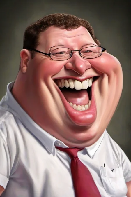 Masterpice,High Quality,
<lora:PE_Caricature:0.8> PECaricature,
smile,peter griffin from family guy