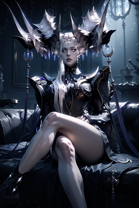 score_9, score_8_up, score_7_up
<lora:LABrelshaza:1.0>
LABrelshaza, 1girl, white hair, white eyes, demon horns, long hair, looking at viewer, parted lips, sitting, legs crossed, on couch, inside living room, soft lighting, lamp