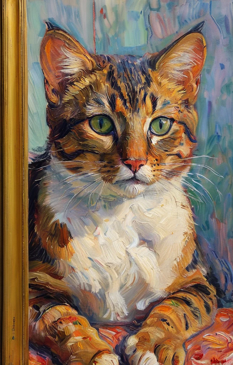masterpiece,best quality,<lora:tbh126-sdxl:0.8>,portrait of cat,oil painting,style of Pierre Bonnard,