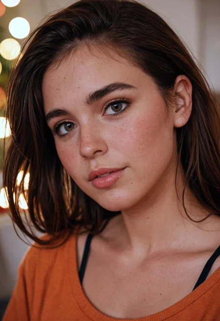 (masterpiece, best quality, ultra-detailed, realistic), a beautiful college girl, brunette, close-up, girl next door, baggy clothes, interior, film grain, retro, (bokeh:1.3), Porta 160 color, shot on ARRI ALEXA 65, sharp focus on subject, Fujifilm XT-3