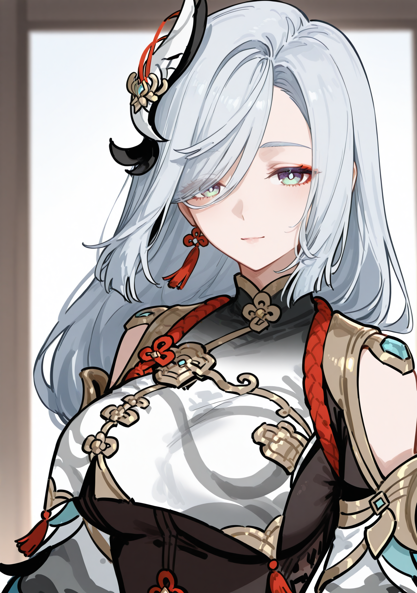 <lora:myutosty:1>,myutosty,
1girl,light smile,upper body,shenhe \(genshin impact\),