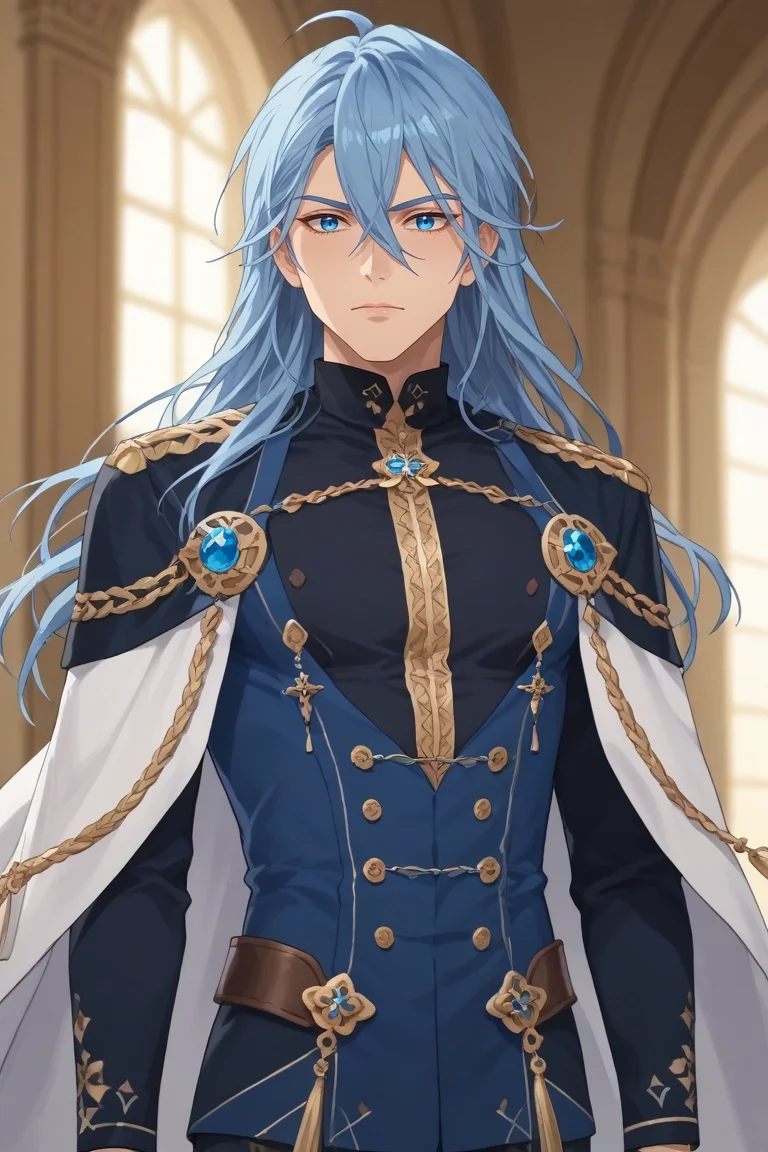 score_9, score_8_up, score_7_up, , rating_safe, intricate details, anime screencap, , , , depth of field, 1boy, solo, male focus, <lora:edmond_nu_carnival_pony:0.74>, edmond_nu_carnival, blue hair, blue eyes, long hair, hair between eyes, , , , <lora:sdxl_lightning_8step_lora:1>