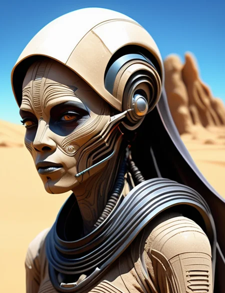 (masterpiece:1.2), ((digital art,realistic)), (hyper detailed),DonMS4ndW0rldXL, made of sand or sandstone, desert people, scifi,<lora:DonMS4ndW0rldXL-000008:0.8>