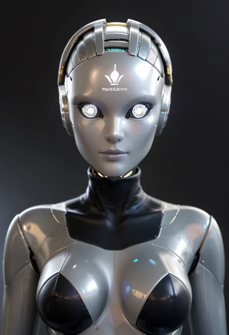 A 35mm photo of a beautiful robotic woman, she has a faceless robotic head, robot, metallic grey hair, smooth metallic featureless feminine body, metallic dark grey skin, long grey hair, dark grey mechanical eyes that don't glow
no face