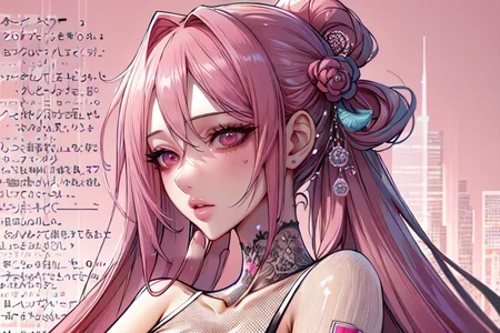 highly insanely detailed, masterpiece, top quality, best quality, highres, 4k, 8k, RAW photo, (very aesthetic, beautiful and aesthetic),
(code_style,codestyle),japanese text,english text,
<lora:CodeStyle (half generic class)_564920:0.8>,
(1girl:1.3), 1other,
(pure pink background,transparent background:1.2),âââ