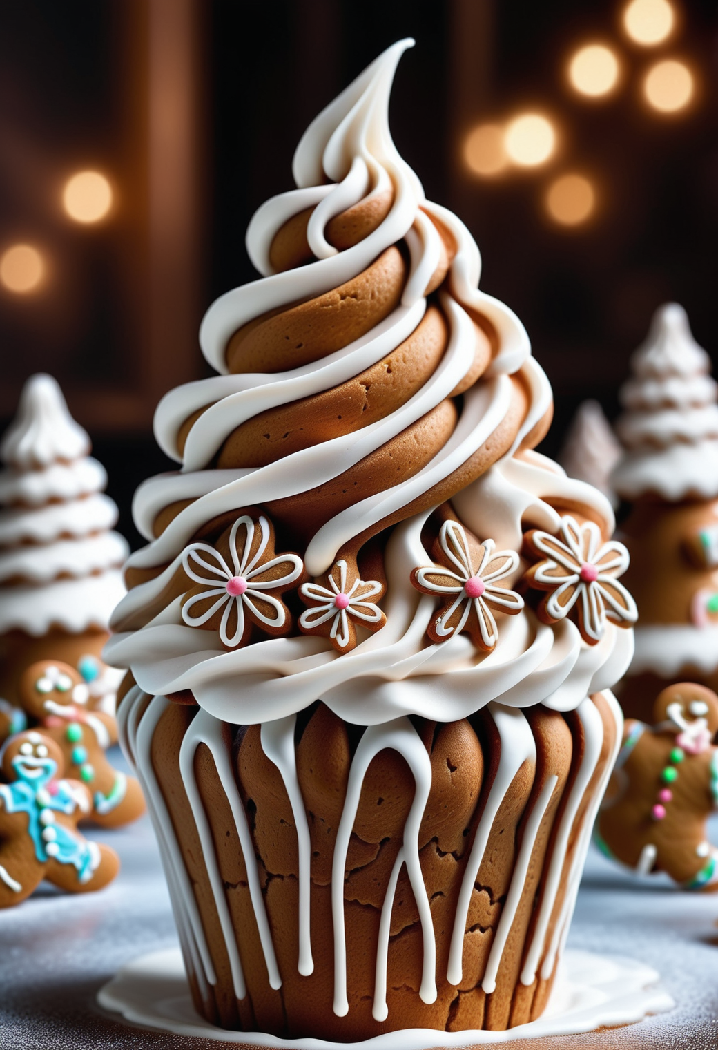 Portrait, soft serve, atmospheric perspective, close-up, masterpiece, wallpaper engine, very inspirational, <lora:GingerbreadStyle_epoch_10:0.8> Gingerbread, icing, luxurious sharp focus, confident, magnificent, intricate detail, full color