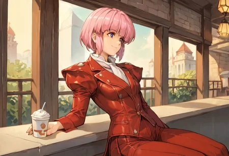 score_9, score_8_up, score_7_up, very aesthetic, source_anime, detailed, high quality, beautiful, masterpiece, detailed eyes,
<lora:lightXL:0.8>
city view, blurry background,
<lora:action-sdxl-V0.5:1>zdyna_pose
dynamic angle,
dynamic pose,
score_9, score_8_up, score_7_up <lora:diana-silverneil-000030:1> diana silverneil, gloves, long sleeves, pleated pants, red pants, puffy sleeves, red coat, 1girl, solo, Pink hair, outdoors, cafe, light smile, sitting,(((lustrous skin:1.5,bright skin: 1.5,skin,shiny skin,very shiny skin,shiny body,plastic glitter skin,exaggerated shiny skin,illuminated skin))),(detailed body,(detailed face)),