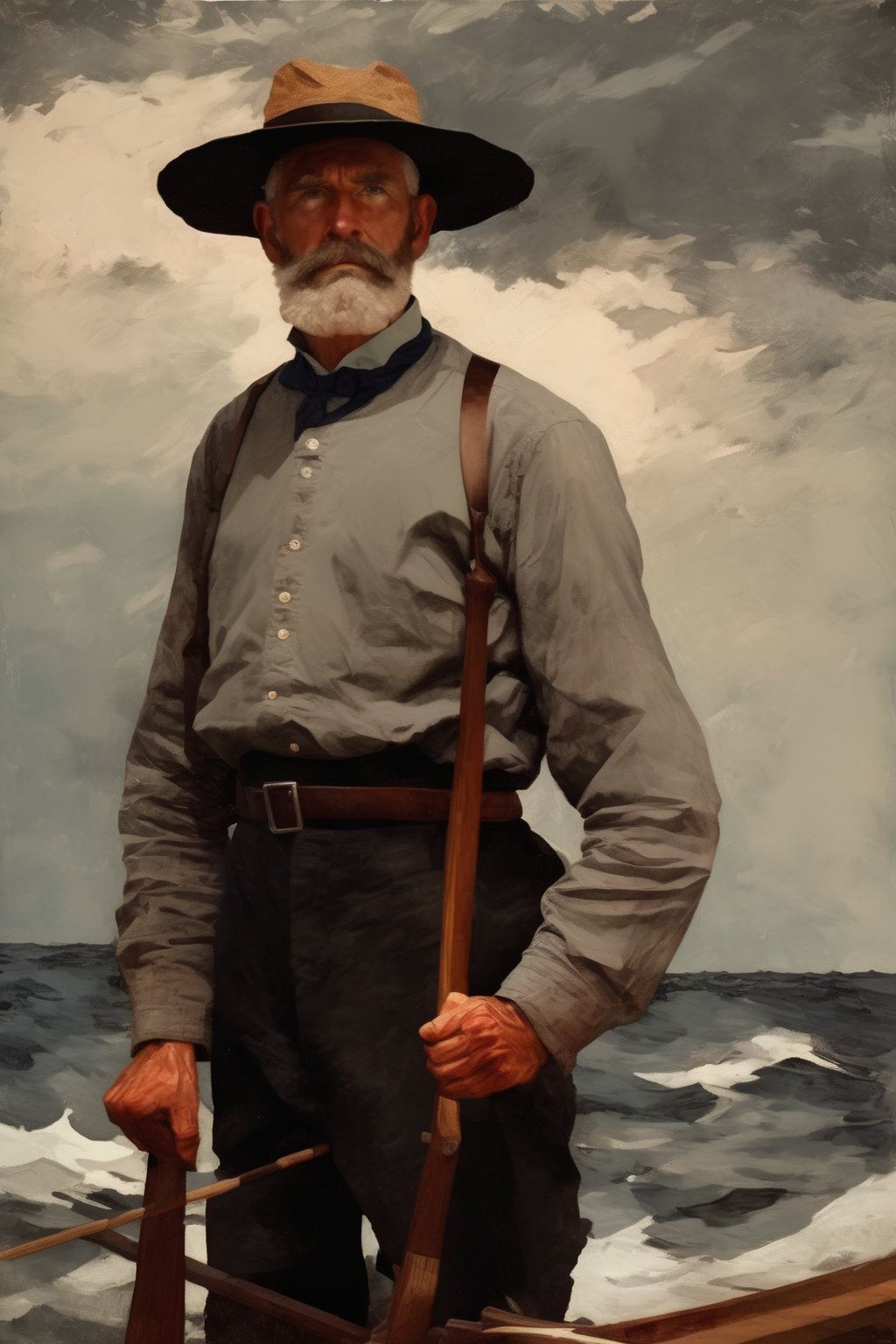 <lora:Winslow Homer Style:1>Winslow Homer Style - man portrait in the style of Winslow homer