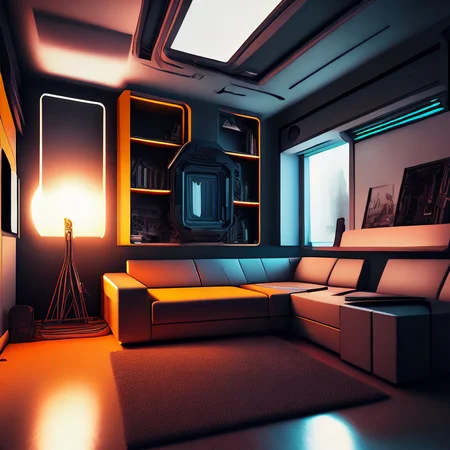 photo, scifi room interior