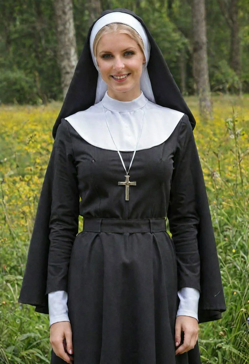 Woman wearing nun outfit, 35 years old