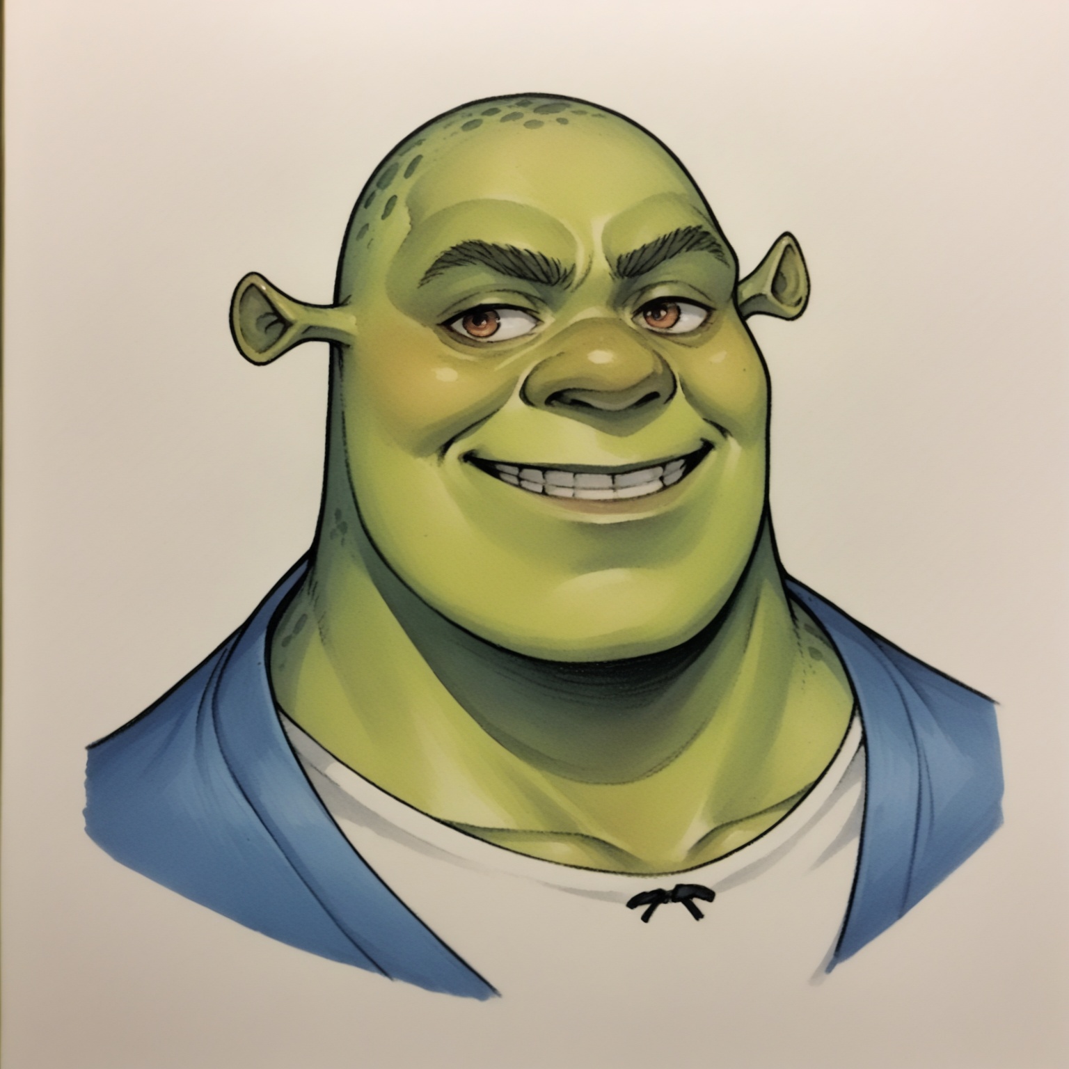 score_9, score_8_up,score_7_up, source_ anime, traditional art, simple background,  <lora:Shrek_XLPD:0.7> shrek, green skin, walking, wide smile, upper body,
<lora:ER-CON_traditional_art_v4_MD:-4>