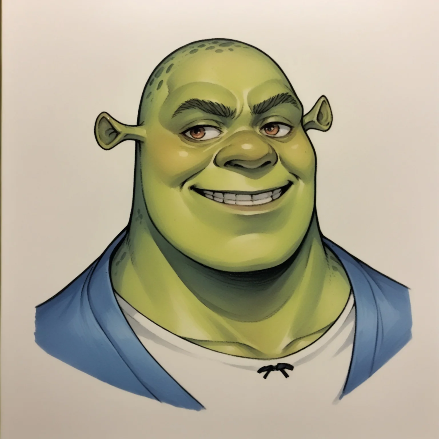 score_9, score_8_up,score_7_up, source_ anime, traditional art, simple background, <lora:Shrek_XLPD:0.7> shrek, green skin, walking, wide smile, upper body,
<lora:ER-CON_traditional_art_v4_MD:-4>
