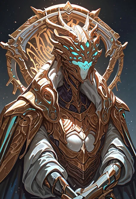 score_9, score_8_up, score_7_up, score_6_up, Expressiveh, 1woman, Glassy Scorpion alien, wearing a Full body armor, skeletal structure type armor, fantasy mix with futuristic armor, liquid plasma flowing from body, sitting on a throne, celestial design armor, upper body, close-up view,