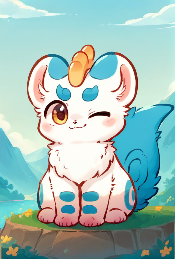 score_9, score_8_up, score_7_up, rating_safe, source_furry, cute, feral, <lora:Tianlu_Fabulous_Beasts_Pony:0.9> tianlu_f4bulousb3asts, pixiu, outdoors, sitting, facing viewer, wink