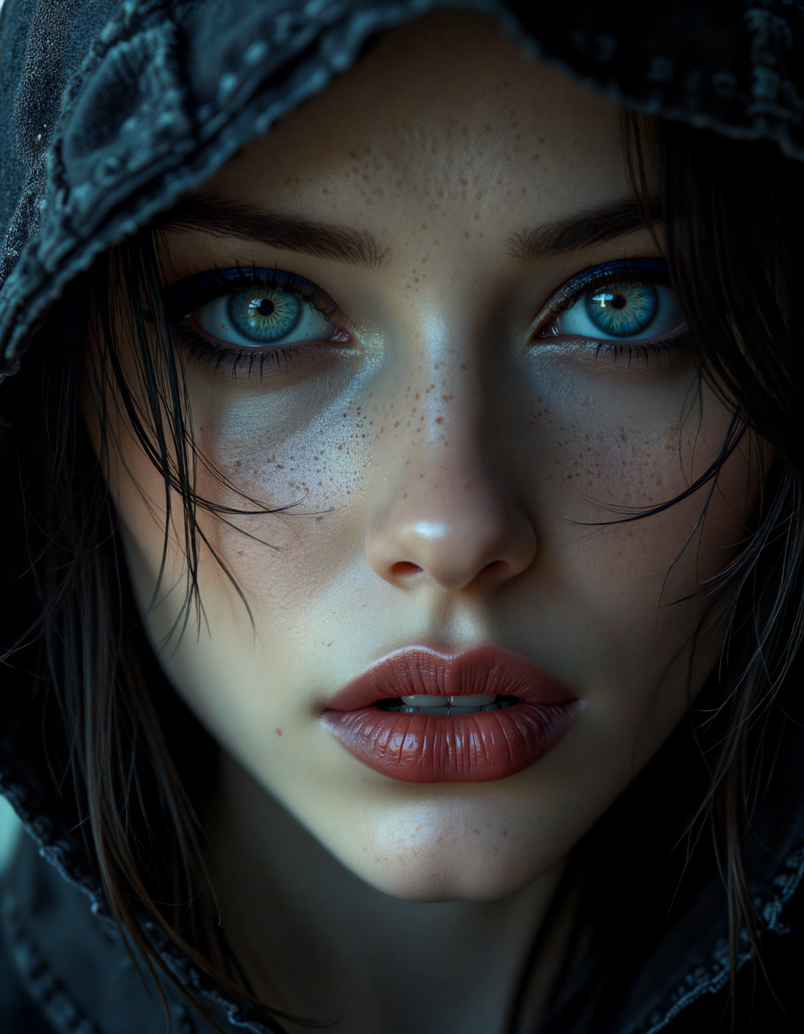 Minecraft style (dark mood masterpiece Photography:1.2), portrait of a mysterious Venus, with blue eyes and dark make up, dark eyeliner, she has sensuous lips, looking seductively, naughty. The extreme realism focuses on her detailed skin, showing fine textures and natural highlights. photography masterpiece, modern, irresistible beauty, fuzzy lighting, dark mood, unusual composition, use of negative space, (rule of thirds composition), simmetry, mysterious, emotional, flirting, groundbreaking unrivaled opus with unrivaled details, (Canary Yellow color scheme), highly detailed, melancholic, low-light hyper detailed photography, catchlights, extremely high-resolution details, photographic, realism pushed to extreme, fine texture, incredibly lifelike, zoomed out,style by luis royo . blocky, pixelated, vibrant colors, recognizable characters and objects, game assets