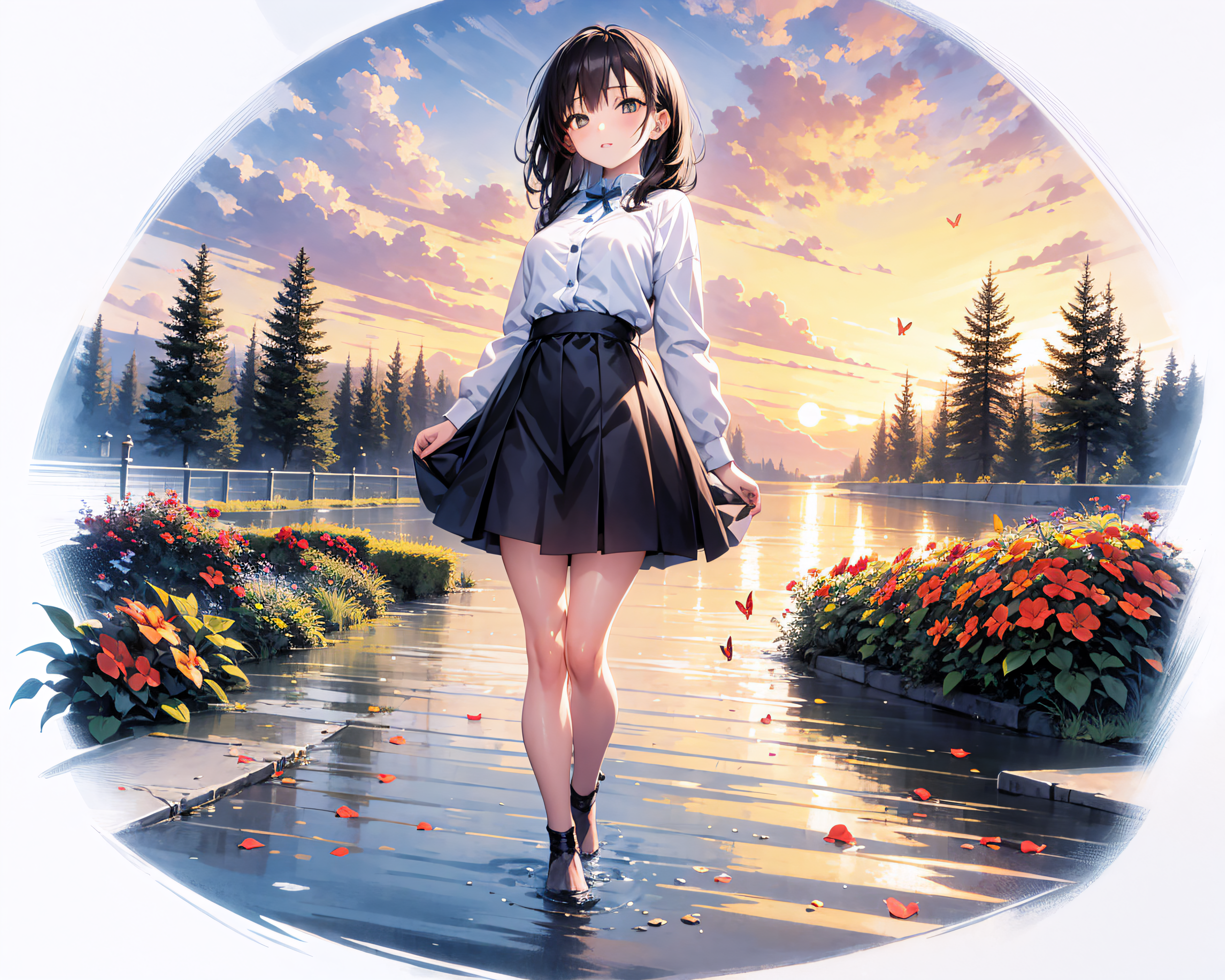 [(white background:1.5),::5]
1girl, mid shot, full body, butterflies, flowers,floating petal, peaceful water,cloud, sunset, garden <lora:lihui4JXK-b2-bf16-128-128-1-re1-ep3-768-DA-5015fix:1.0>
