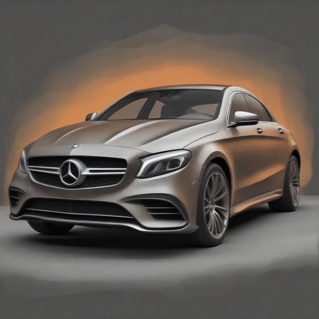 iron world morph style, artistic, abstract art, sweeping strong brush strokes in shades of deep orange against a solid black background, strokes are rough and thick, contour of a Mercedes Benz concept car in a fragmented and expressive manner, clear emblem, artwork conveys dynamic motion through the use of minimal colors and exaggerated forms, realism brush detailing
