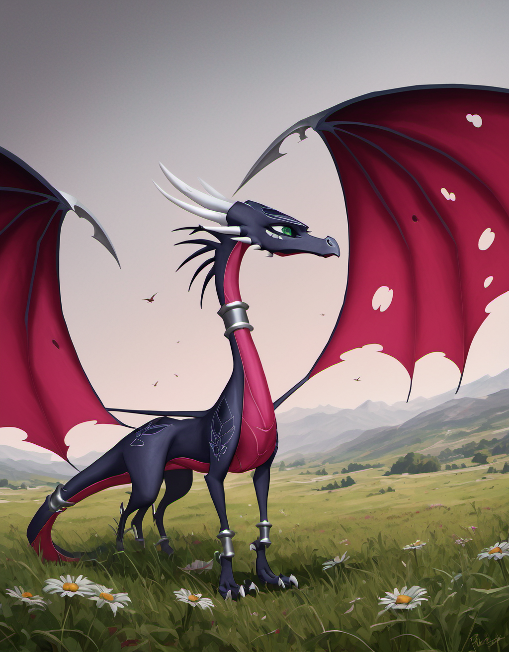 <lora:Cynder_corrupted:1>
cynder, dragon, corrupted, green eyes, detailed eyes, solo, perforated wings, 2 wings, full figure, in a meadow, open mouth, hungry,
ultrarealistic,