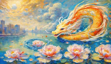 impressionism of (Koi fish surrounding a dragon with ( friendly expression:1.2)), full body, open mouth, (flying over the urban landscape:1.2), (solo:1.1),
splashing water droplets, cloud,
(Oriental flat decor style:1.2), oil painting, colorful decorations,
BREAK, Fisheye Lens Effectï¼
<lora:dragon-000006:0.7>,<lora:Impressionism-000002:0.3>