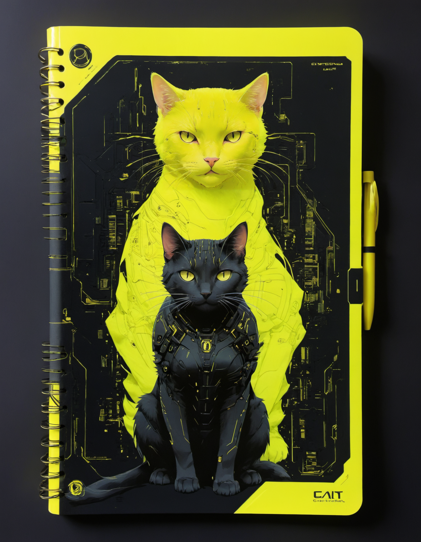 Ghost in the Shell anime style, cyberpunk cat, Legal Pad Yellow and Fluorescent Yellow hue, (cyberpunk but beautiful:1.4), (intricate details, masterpiece, best quality:1.4)
<lora:epi_noiseoffset2:0.5> <lora:add-detail-xl:1> <lora:xl_more_art-full_v1:0.5>  <lora:NicolaSamori:0.7>  <lora:niji:0.7>