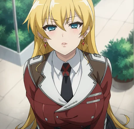 score_9,score_7_up, BREAK source_anime,1girl,solo, (shoot from front,from above)<lora:Claire_H_v1:0.9>Claire_H, long hair,blonde hair,star earrings,blue eyes,large breasts,outdoors , closeup shot,necktie, school uniform, ,red jacket,teary eyes,half closed eyes,face waiting for kiss,pov,,looking at veiwer,lips
