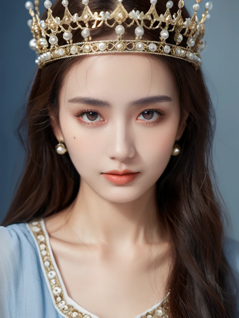 realstic,portrait,1girl,smiling,Crown of large and small skulls (intricate detail), (super detailed), 8k hdr, high detail, lots of detail, high quality, soft cinematic lighting, dramatic atmosphere, atmospheric perspective