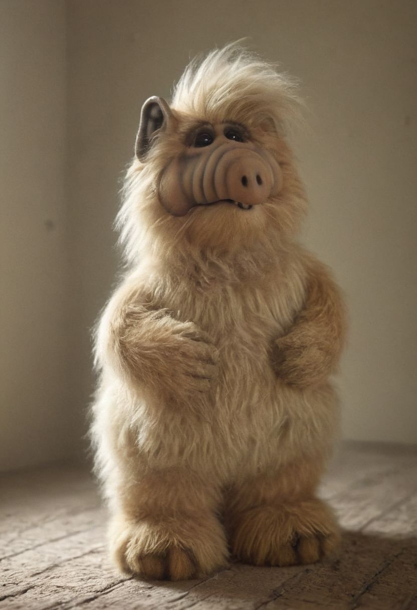 amazing quality, masterpiece, best quality, hyper detailed, ultra detailed, UHD, perfect anatomy, portrait, dof, hyper-realism, majestic, awesome, inspiring, - a fluffy cute (Xalfx:1.0) ,  cinematic composition, soft shadows, national geographic style,biped
