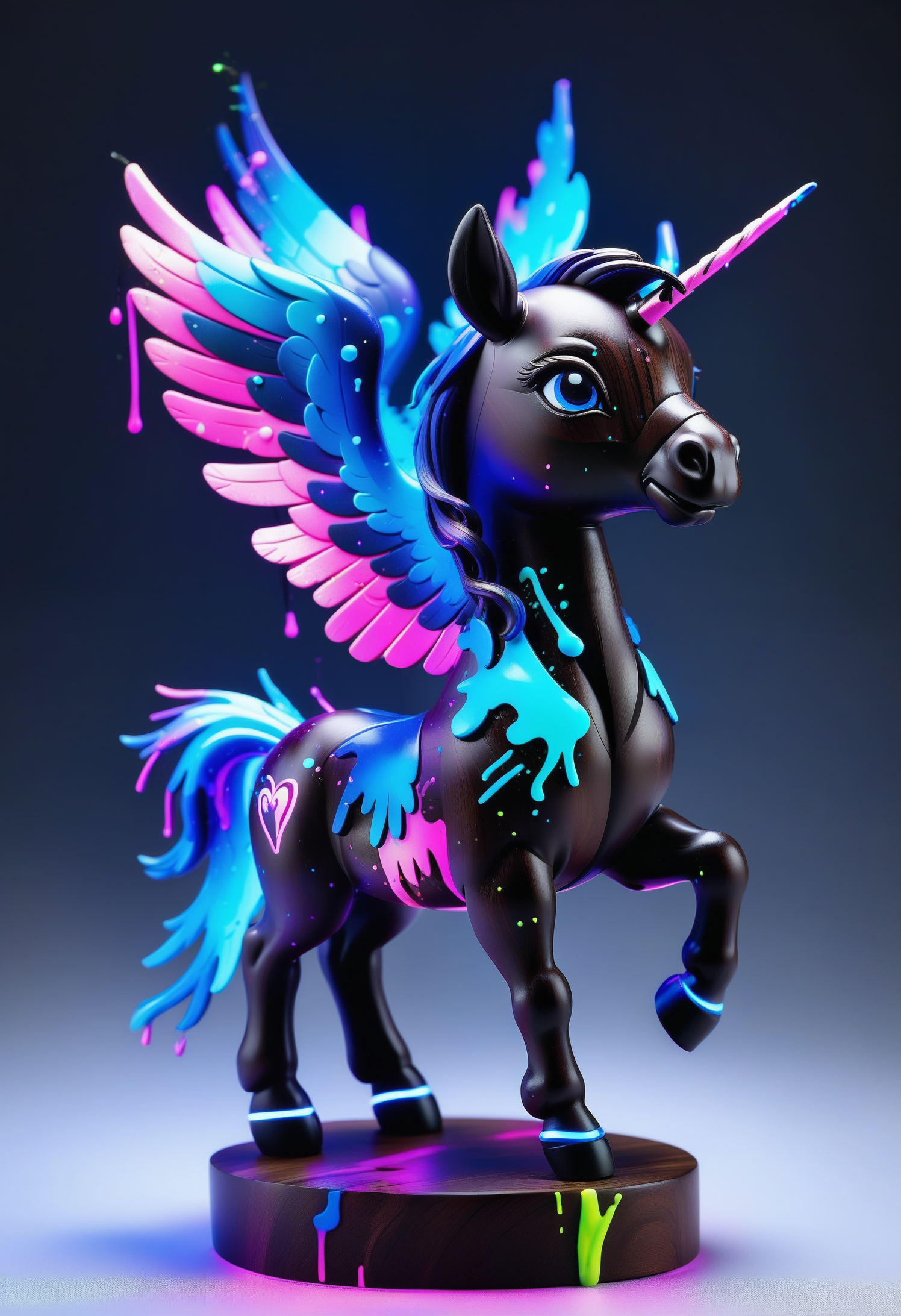 a chibi pegasus made out of reij-bnysplsh <lora:ebonysplash-000005:1>,
