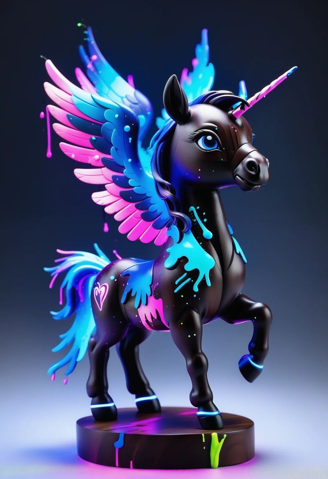 a chibi pegasus made out of reij-bnysplsh <lora:ebonysplash-000005:1>,