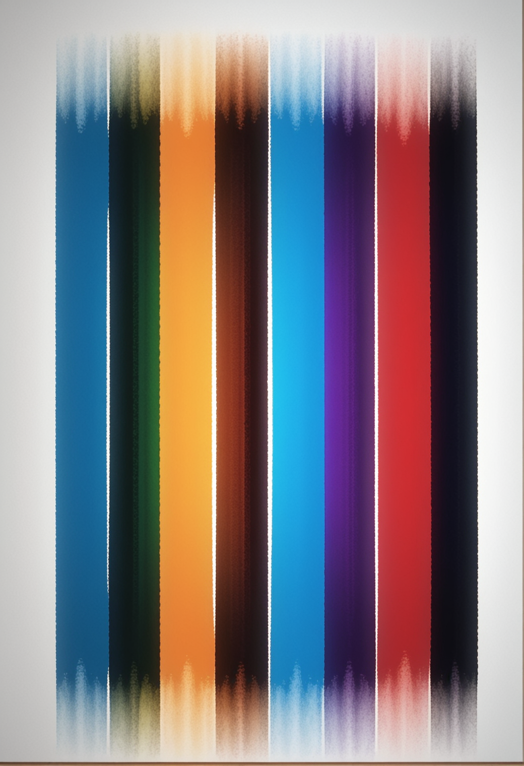 abstract painting using various short straight brush strokes. vivid colors. parallel or perpendicular strokes only. slight curve at the end of the brush stroke. uplifting composition. (portrait:0.45). 3D layers