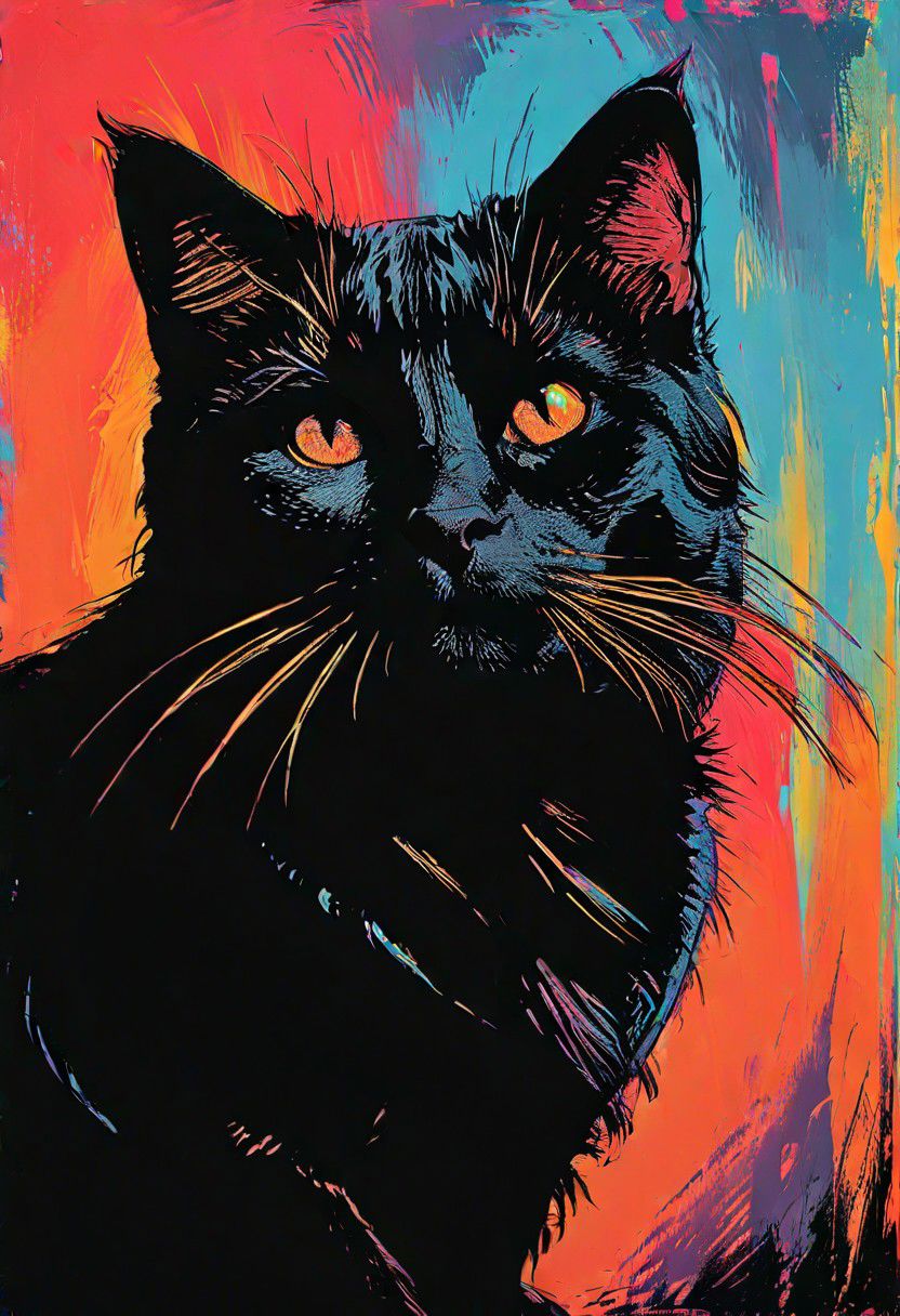 impactful color paint of, a Manx Cat, highly detailed, vibrant colors , 8k, sharp, professional, clear, high contrast, high saturated, , vivid deep blacks, crystal clear