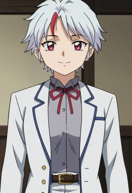 source_anime,anime screencap, anime coloring,intricate details,rating_safe, masterpiece, best quality,
(best quality, absurd res, ultra detailed),,(4 finger:0.5),1girl, ((solo)), good eyes,perfect eyes,,detailed eyes, zPDXLxxx , zPDXL3, OverallDetail,detailed, detailed face
BREAK
solo,indoors,standing,front view,
towa, 1girl, red eyes, short hair, white jacket, grey shirt, long sleeves, white pants, belt, multi-colored hair, streaked hair, white hair, 
smile
, <lora:add-detail-xl:5>  <lora:Towa_Inuyasha_-_Yashahime:0.8>