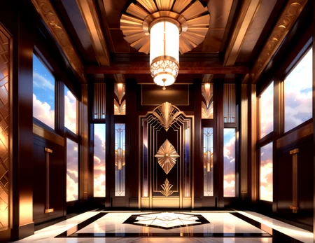 score_9, score_8_up, score_7_up,
<lora:Art_Deco_Interior_(Architecture)_(SDXL)_(AD):1> art deco, interior, architecture, interior design, marble, limestone, intricately designed (windows, doors, metals doors, ceiling, lamp, lighting, chandelier, metal wall panels, wood wall panels, ceiling panels, ), penthouse, living room, dining room, bathroom, office, bedroom, large window, fireplace, coffered ceiling, luxury,
8K, In'ei, chiaroscuro, rim lighting, perfect depth of field shot, ray tracing, 8K CGI render, beautiful, subsurface scattering, detailed fluffy anime clouds, photographic realism, soft lighting, soft shading, art by Thomas Kinkade,
BREAK zPDXL, zPDXLxxx, <lora:wowifierXL:0.2> art by mooncryptowow <lora:sdxl_lightning_8step_lora:0.4> <lora:detailed_notrigger:0.5>