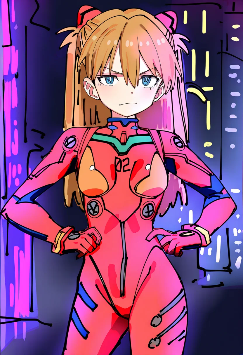 best quality, amazing quality, very aesthetic, absurdres, sketch,
BREAK
1girl, asuka langley, red plugsuit, standing, smug, looking at viewer, futuristic background, neon light , buildings, night, <lora:DoodleAnimeNoobLocon_byKonan:1>