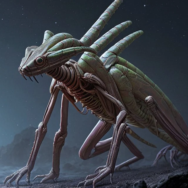 detailed scifi horror (alien | pmantis:0.9), matte oil painting, concept art, ambient lighting, deviantart, 4k, hd, clean