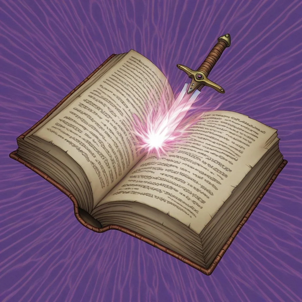 masterpiece, best quality,
no humans, close-up,
open book,
dagger stabbing,
energy, abstract background