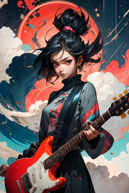 a girl playing guitar,
<lora:more_details:0.4>
 <lora:Cosmic anime-oil fusion v2:0.4> 
<lora:AnimeVibesV3:0.35> animevibes, 
<lora:3DMM_V11:0.5> 3DMM 
<lora:midjourney_20230624181825:0.5> midjourney ,
 <lora:LAS:0.35> colorful, clouds, 
<lora:msw_locon-t2:0.45>
 <lora:wuxia2:0.5> gu, shiny, shiny hair, shiny skin, shiny clothes