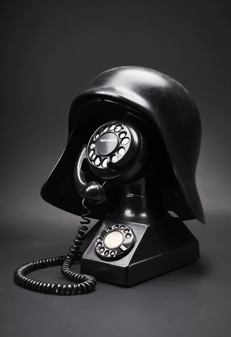 analog telephone made from dark helmet<lora:Char_mode-DarkHelmet-SDXL:0.7>