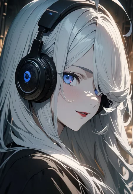 gorgeous lips, cinematic, (masterpiece), (best quality), (ultra-detailed), very aesthetic, illustration, perfect composition, intricate details, absurdres, detailed face, (anime, masterpiece, intricate:1.3), (best quality, hires textures, high detail:1.2), (4k),(incredibly detailed:1.4)
masterpiece, 1girl, a young girl, solo, nice girl, skinny, very thin build, multicolored hair, blue hair, white hair, the hair is slightly shaggy, hair over one eye, hairstyle with a side parting, voluminous hair, lush hair, long hair, streaked hair, ahoge, white skin, blue eyes, red lips, black jeans,black sweatshirt, oversize sweatshirt, black headphones, light smile, excited, against the background of servers, looking at viewer, portrait, (masterpiece:1.2), (best quality:1.2), (very aesthetic:1.2), (absurdres:1.2), (detailed background), newest,sharp focus, perfect hands, perfect face, perfect eyes, perfect light, dynamic light, natural light