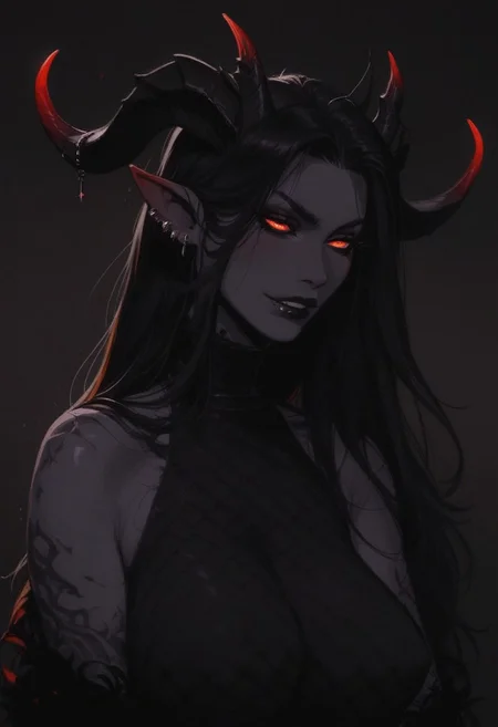 Futanari, horns,