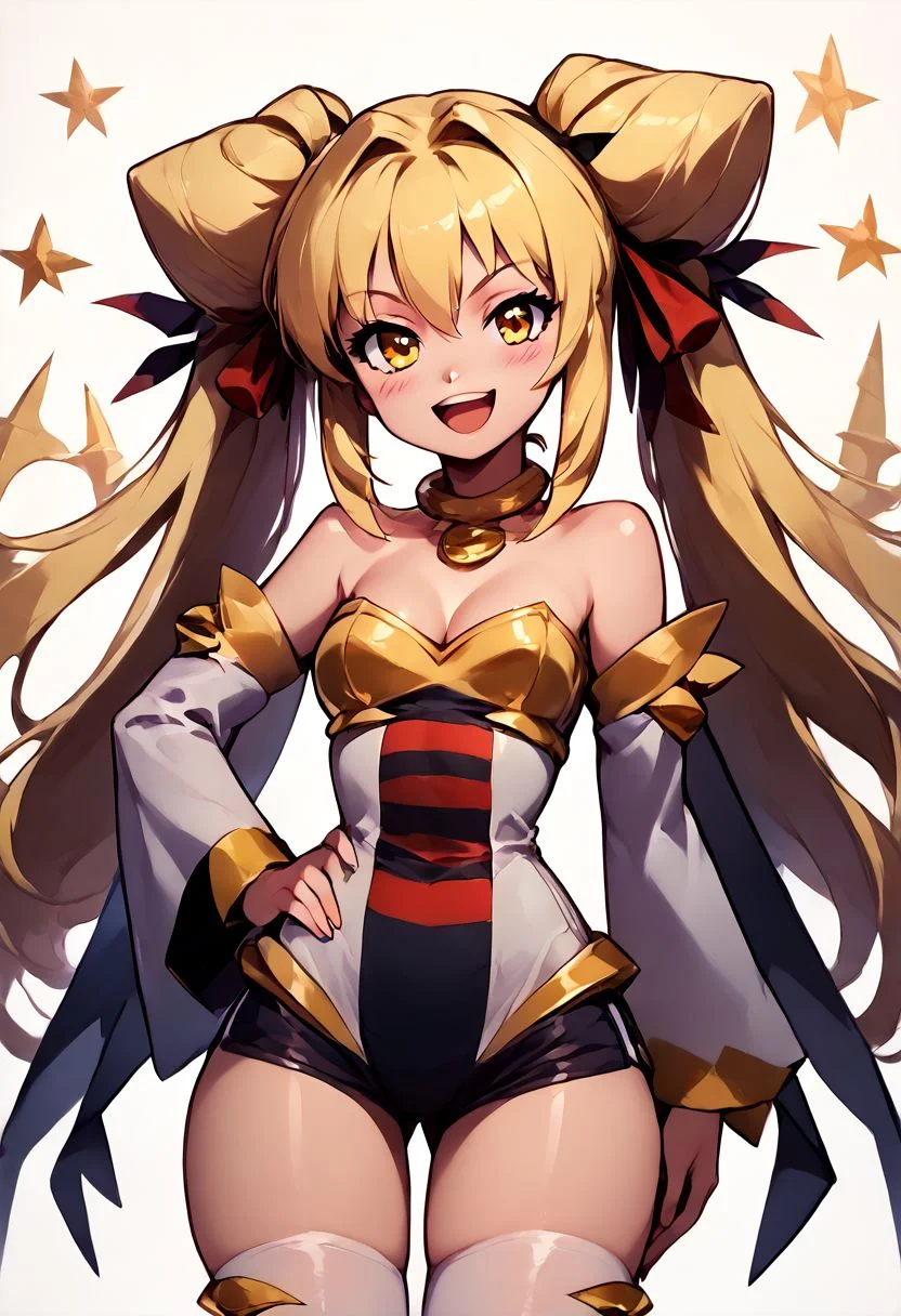score_9, score_8_up, score_8, zzGiratinaGijinka, best quality, cute, 00s, 1girl, bare shoulders, blonde hair, blush, breasts, cleavage, detached sleeves, hair ribbon, kuro guren, looking at viewer, open mouth, gold bkini, ribbon, smile, thighhighs, twintails, white background, yellow eyes, ,<lora:Giratina_P3:0.8>, embedding:zPDXL, <lora:Vivid:0.8>,
BREAK,
contrapposto, hip to the side, hand on hip, smug, blush, smile, looking at viewer, wide hips, narrow waist,
zPDXL