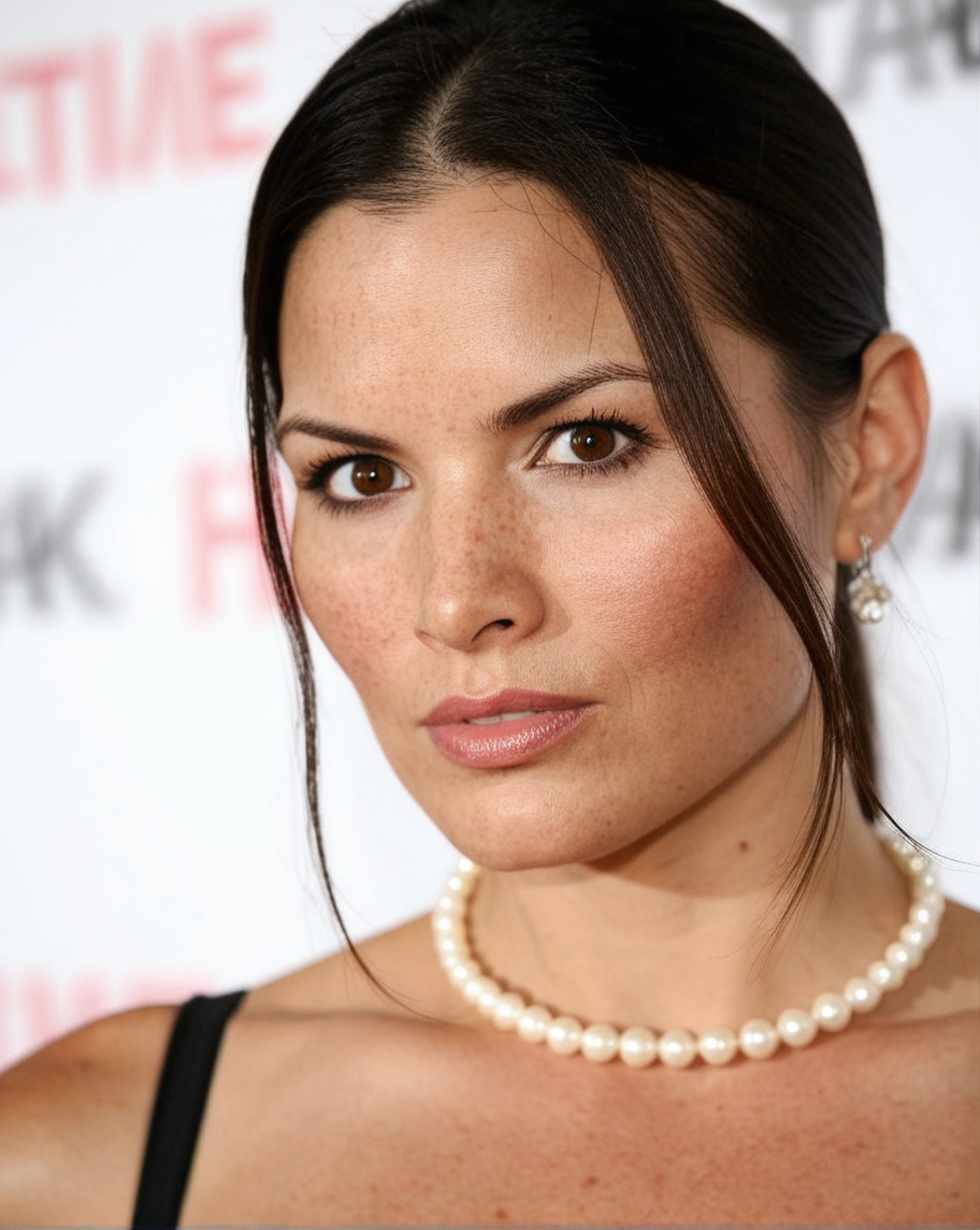 <lora:dmd2_sdxl_4step_lora_fp16:1> <lora:KatrinaLaw-biglust16:1> best quality, source_photo, realistic, depth of field, film grain, professional, 4k, highly detailed, incredibly absurdres, KatrinaLaw, frontal, portrait, black sweetshot, old necklace, close up face