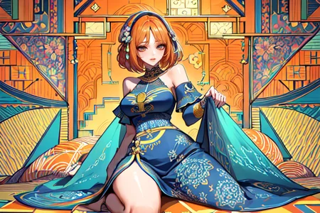 highly insanely detailed, masterpiece, top quality, best quality, highres, 4k, 8k, RAW photo, (very aesthetic, beautiful and aesthetic),
(code_style,codestyle),(sympattern,geometric pattern:1.4),colorful,vibrant,vignette,Doodle,geometric pattern wallpaper,
<lora:CodeStyle (half generic class)_564920:0.3>,
(1girl:1.3), 1other,
tropical sunset orange background,âââ